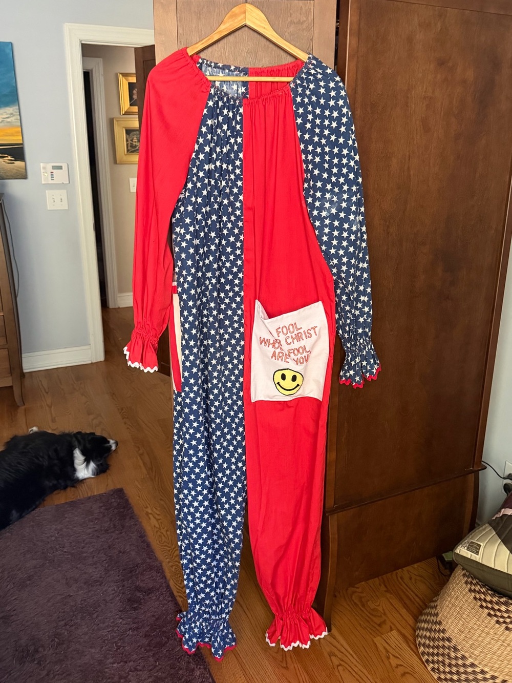Vintage Clown Patriotic American Flag Star & Stripes with a Little Embroidered R